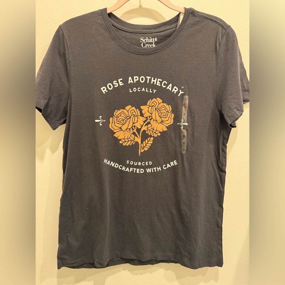 Schitt's Creek Gray T-Shirt with Rose apothecary Design